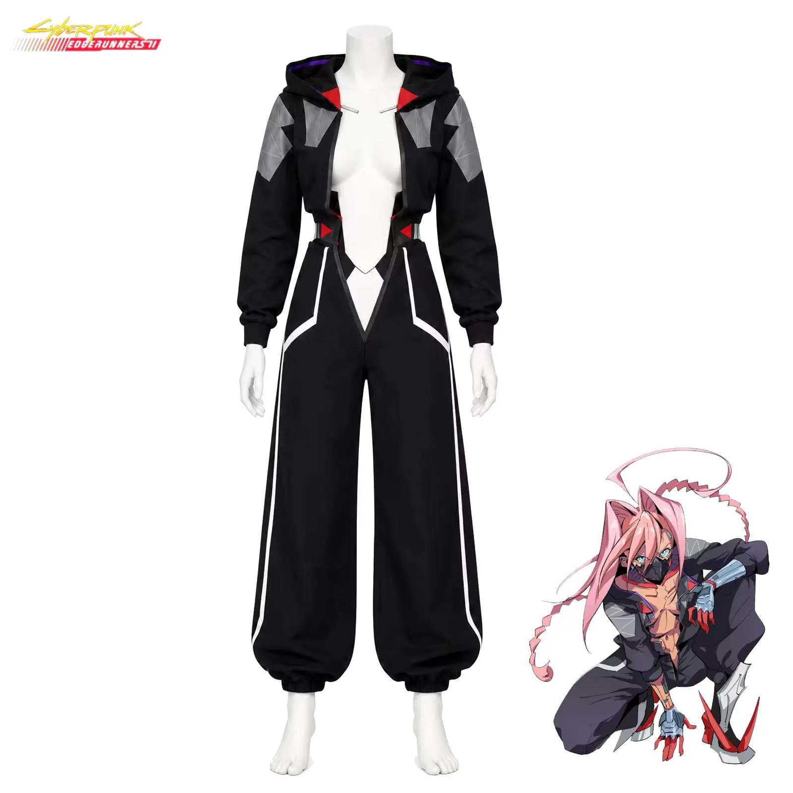 Cyberpunk Edgerunners Season 2 Talia Yang D Netrunner Cosplay Jumpsuit & Cargo Jacket, Unisex Anime Cos Outfit for Halloween Cos - view 2