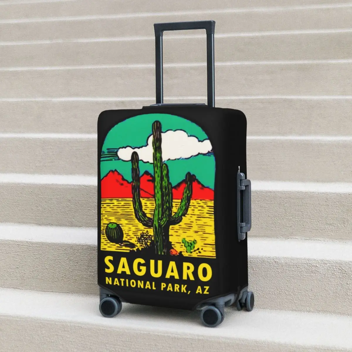 

Saguaro National Park Suitcase Cover Arizona Vintage Travel Cruise Trip Flight Elastic Luggage Case Protection Xmas Gift