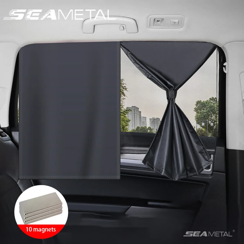 

SEAMETAL 2-Layer Car Sun Visor 2PCs Car Window Curtain Sunshade for Rear Seat UV Blocking Privacy Curtain Auto Sun Shade Cover