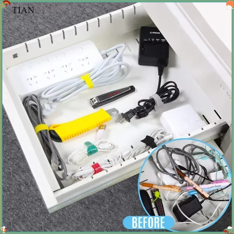 Releasable Cable Organizer Ties Mouse Earphones Wire Management Nylon Cable Ties Reusable Loop Hoop Tape Straps Tie