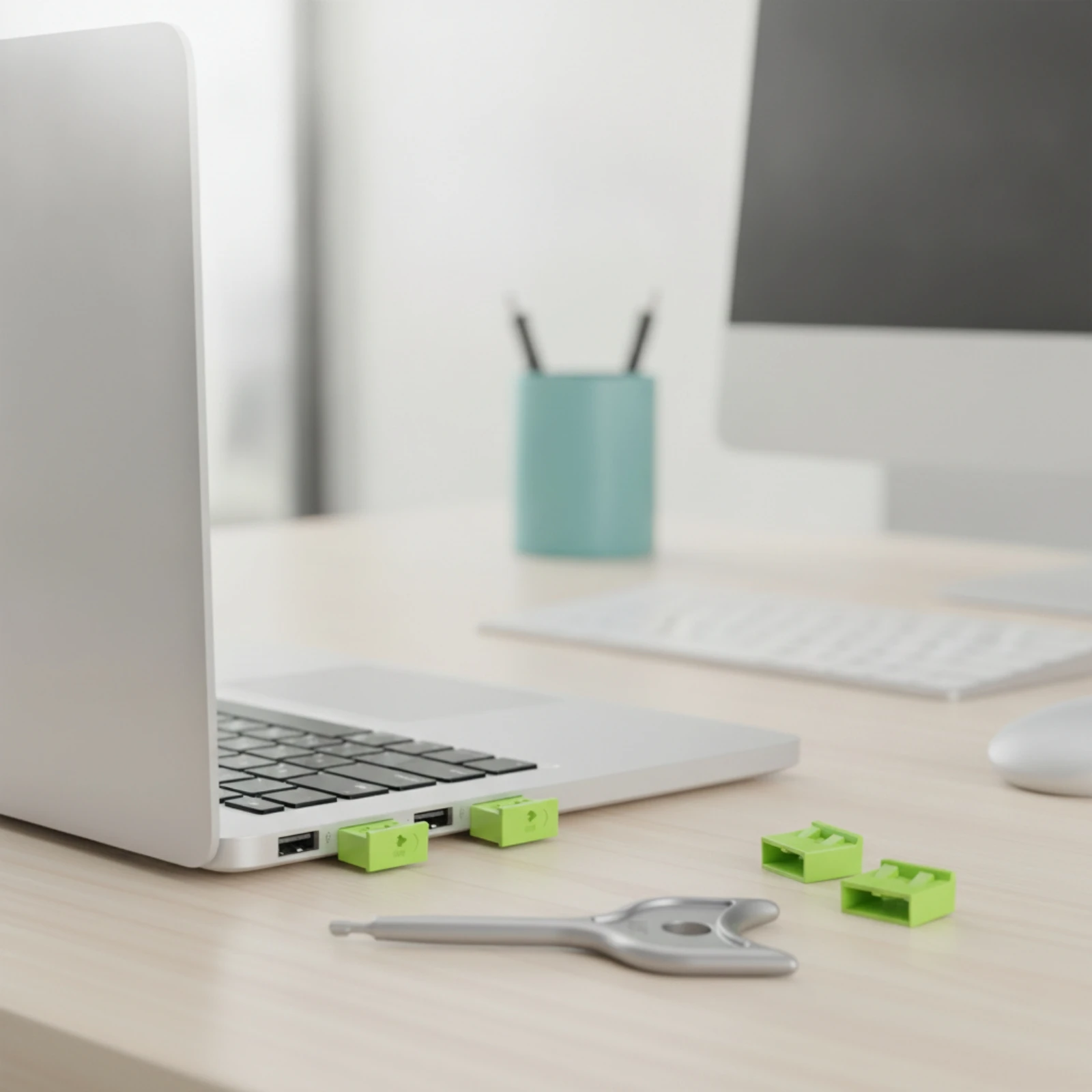 10 Pieces USB Port Blocker with Key Slim USB Port Lock Plug Compact Sturdy for Workstations, Laptops