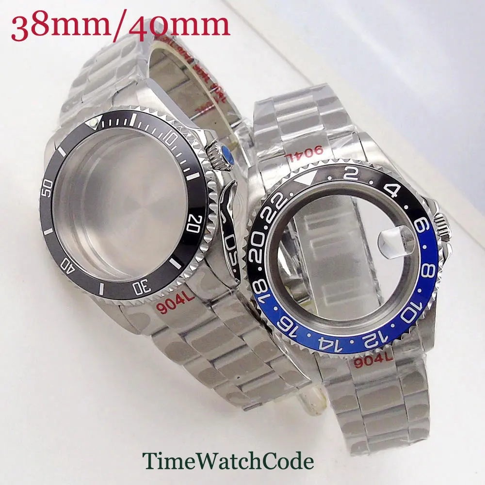 38mm/40mm GMT Obudowa zegarka Pasuje do NH34 NH35 NH36 ETA 2824 PT5000 ST2130 Szafirowe szkło 316L Bransoletka z blokadą ślizgową Ceramiczna ramka Cyclops