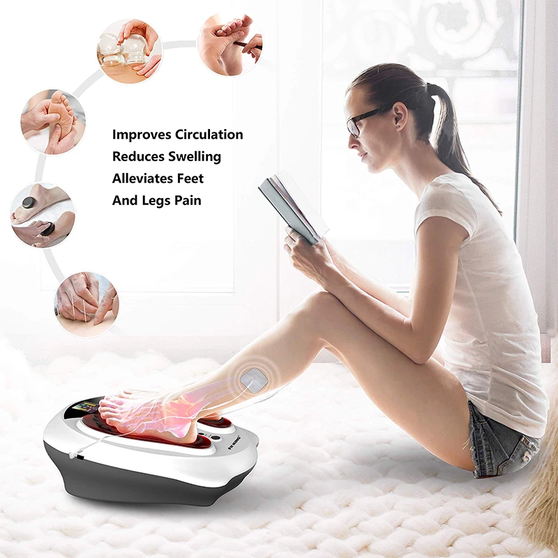 Foot Massager Circulating Stimulator Heat EMS 4 Electrode Muscles Circulatory Cramp In Shoulder Foot Massager Blood Circulation