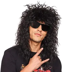 Synthetic Mullet Wigs for Men Adult Funny Hair 80s Costumes Fancy Party Accessory Pop Rock Cosplay Daily Wear Heat Resistant Wig
