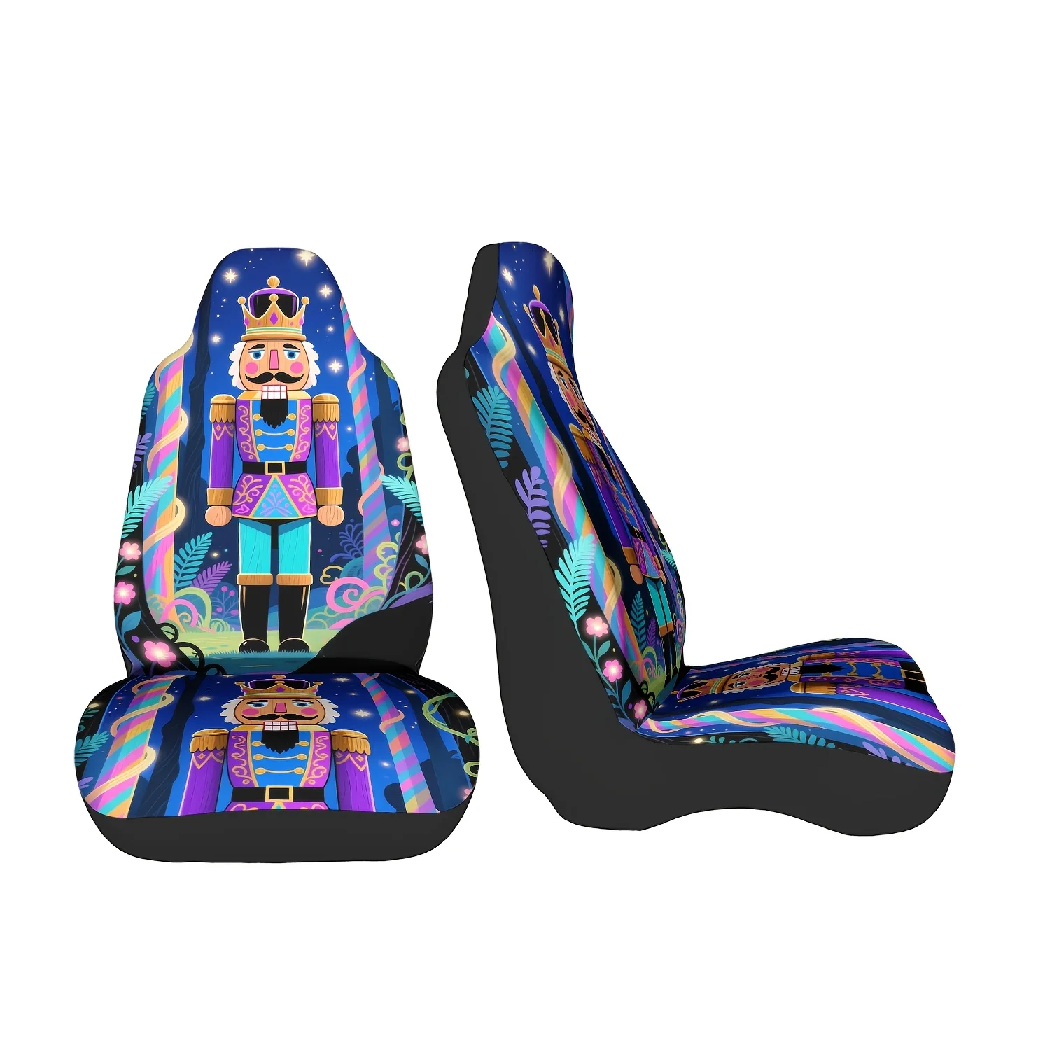 1pc 2D Printed Dreamy Forest Nutcracker Prince Theme Pattern Car Seat Cover Front Seat Protector for Sedans, Pickups