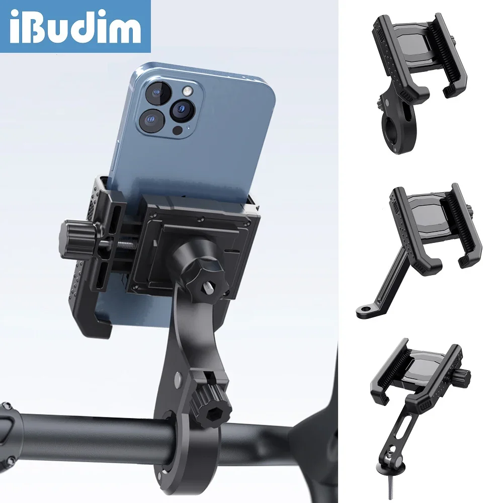 

iBudim Bike Phone Holder Universal Bicycle Motorcycle Handlebar Phone Mount Scooter Rearview Mirror Bracket Cycling Accessories