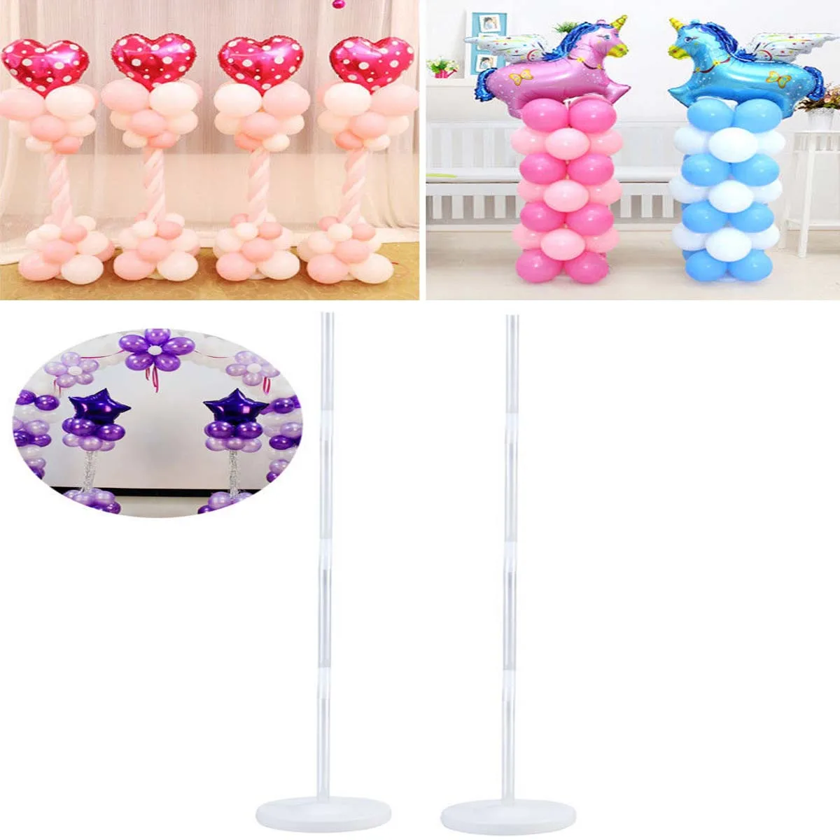 

2pcs Stand Column Base Water-Filled Reusable Arch Kit Light Sturdy Plastic Easy Assembly Decorative Arches For Baby Shower