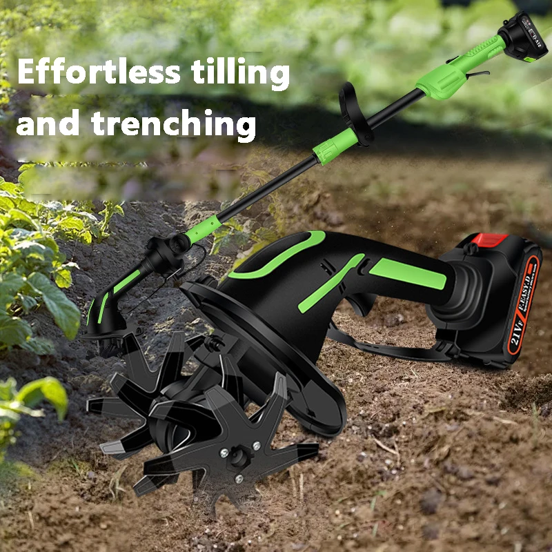 Lithium-Ion Rotary Tiller Cordless Compact Tiller Handheld Electric Tiller For Home Gardening And Flower Beds