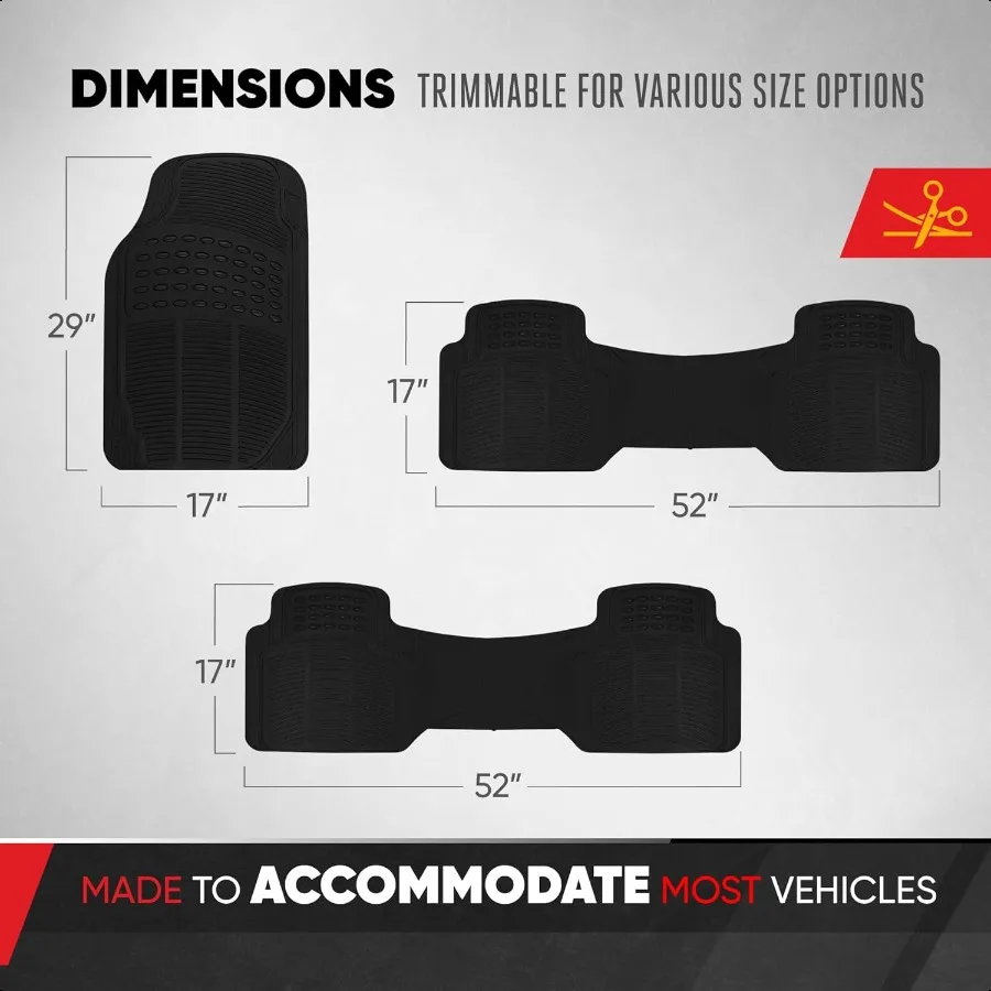 3Row ProLiner الأصلي الثقيلة 4 قطعة الحصير المطاطية الأمامية والخلفية لسيارة SUV فان يناسب مركبات الصف الثالث جميع الأحوال الجوية #6