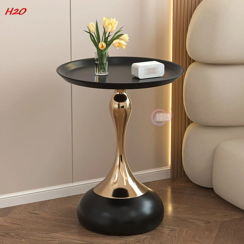 Household Living Room Small Barbarian French Coffee Table Bedroom Bedside Small Round Table European Iron Side Small Household