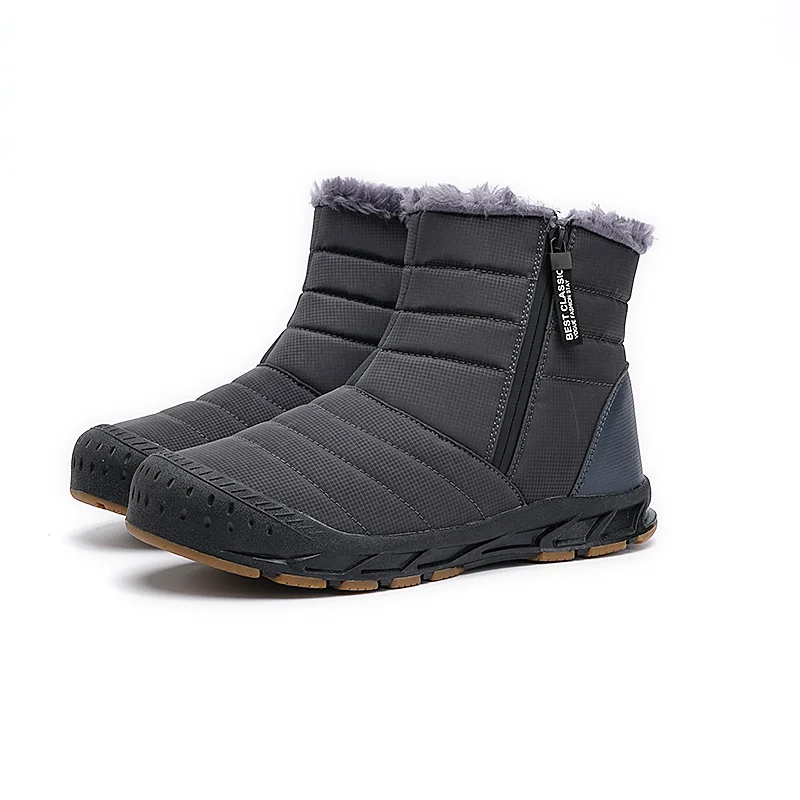 Botas de nieve impermeables para hombre, zapatos cálidos de algodón y piel, botines Unisex, zapatillas deportivas antideslizantes para exteriores, talla grande 46