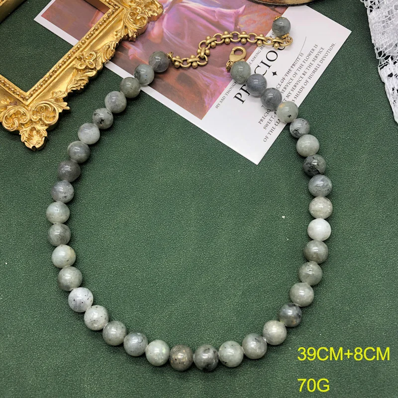 Jewelry Set for Women Lucky Natural Stone Ball Beaded Necklace Bracelet Elastic Healthy Daily Lady's Statement