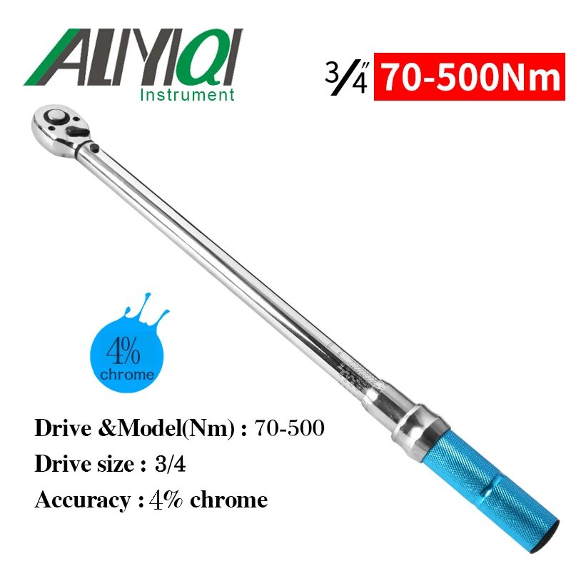 

ALIYIQI AYB 70-500N 3/4 Preset Torque Wrench 4% Chrome Hand Spanner Ratchet High Precision Tool