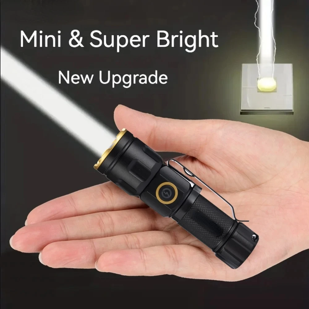 

Zoom White Light beam Mini Flashlight Rechargeable Portable child lady Backpack Pocket Home Outdoor Magnet Work Emergency Torch