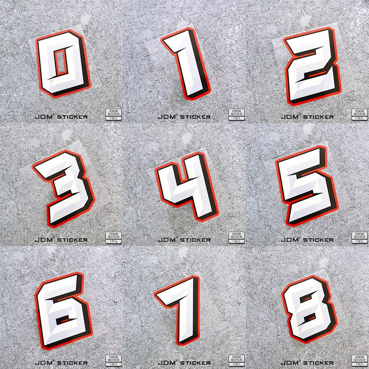 

Наклейки для мотоциклов JDM 0123456789 с номерами, самоклеящиеся виниловые наклейки для мотоциклов, топливная флейта, водонепроницаемое украшение