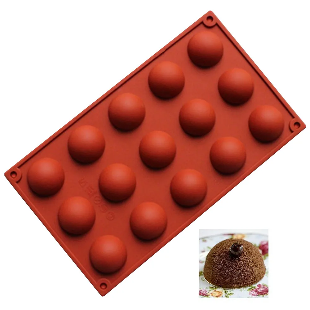 15 Holes Semi-Circular Chocolate Silicone Mold Easy Removal Diy Cake Decoration Mold For Candy Jelly Soap Chocolate Cake