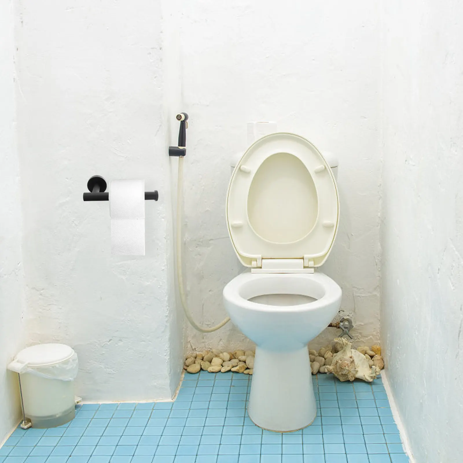 

Матовый черный держатель для туалетной бумаги из нержавеющей стали, настенный, простой классический органайзер для ванной комнаты