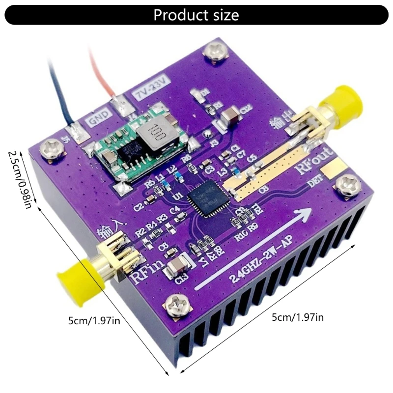 2.4GHz to 2.5GHz SMA Wireless WiFi Booster, SZM2166 2W High Gained Power Amplifier Module for Home and Office Use