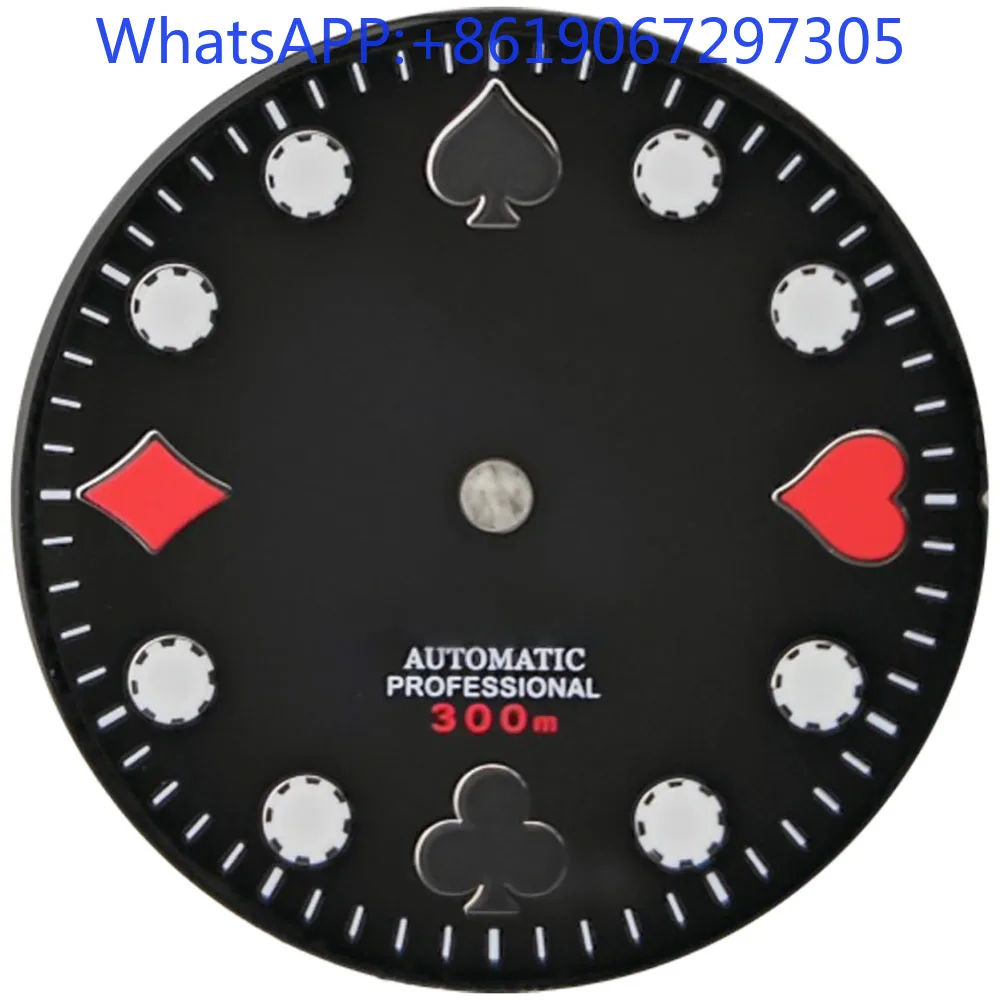 

Poker Playing Cards Diving Watch Dial Suitable for NH35/36 Automatic Movement Creative Green lume nh35 case Mod Parts