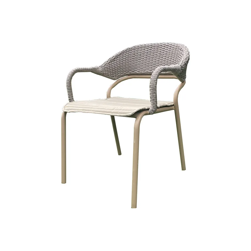 Mesas y sillas de mimbre nórdicas personalizables para ocio al aire libre, silla individual de mimbre para patio y balcón