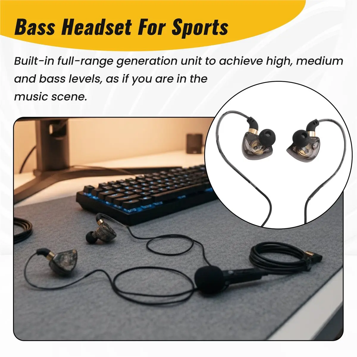 wilwill HiFi Wired Headphones with Microphone Noise-Cancelling Dynamic Earphones in Ear Earbuds Bass Headset for Sports(Black)