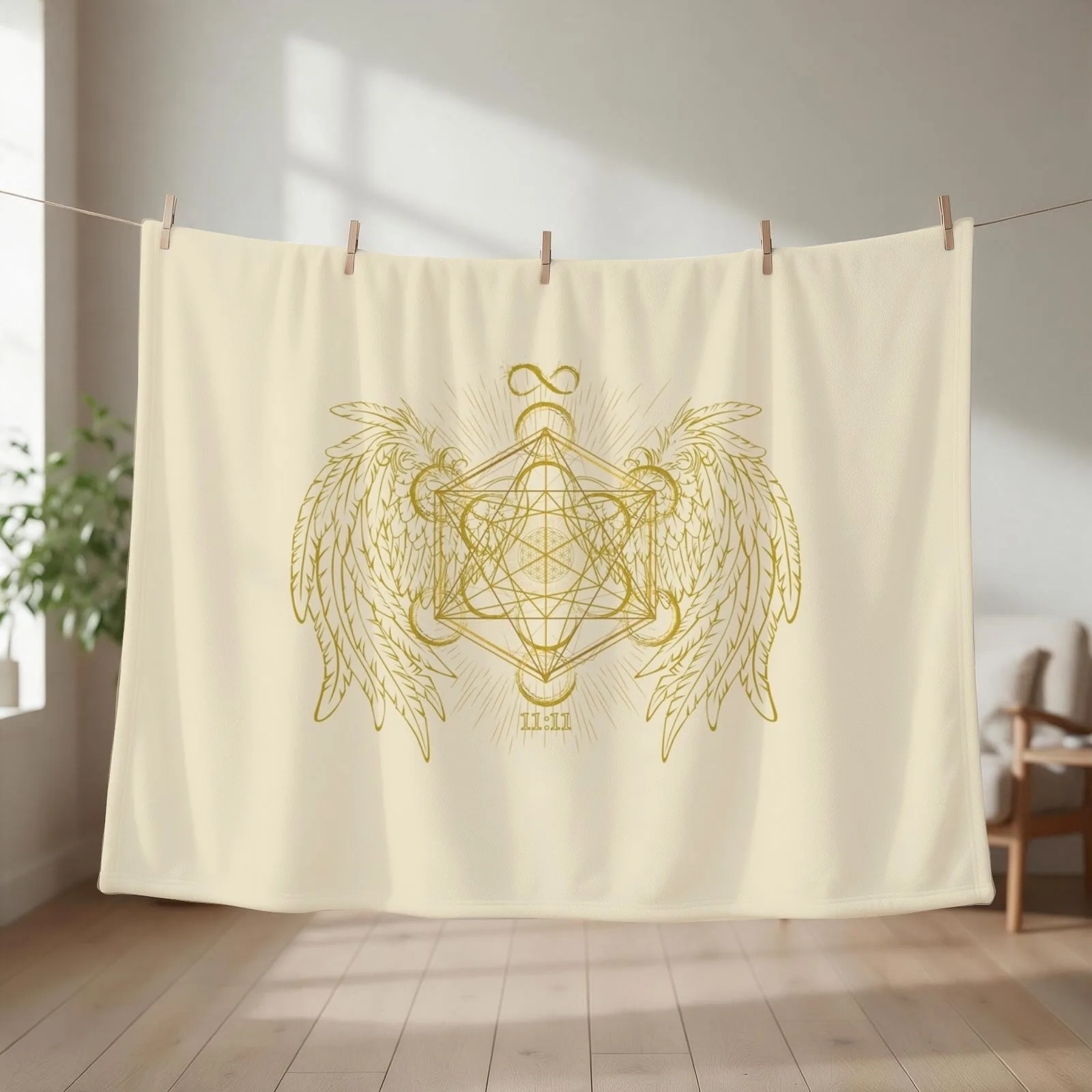 ARCHANGEL METATRON SACRED GEOMETRY Throw Blanket couch cozy soft plush fuzzy picnic outdoor blanket