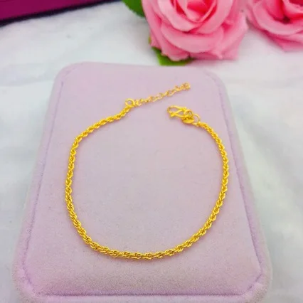 

Women's 24K Gold Twisted Bamboo Bracelet | Double - layer braided chain, enamel - painted bamboo, dainty & traditional
