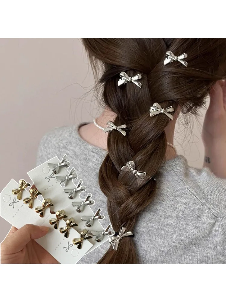 6 pièces/ensemble de nouvelles Mini épingles à cheveux à nœud doré pour femmes, épingles à cheveux à frange douce et Cool pour filles et accessoires pour cheveux