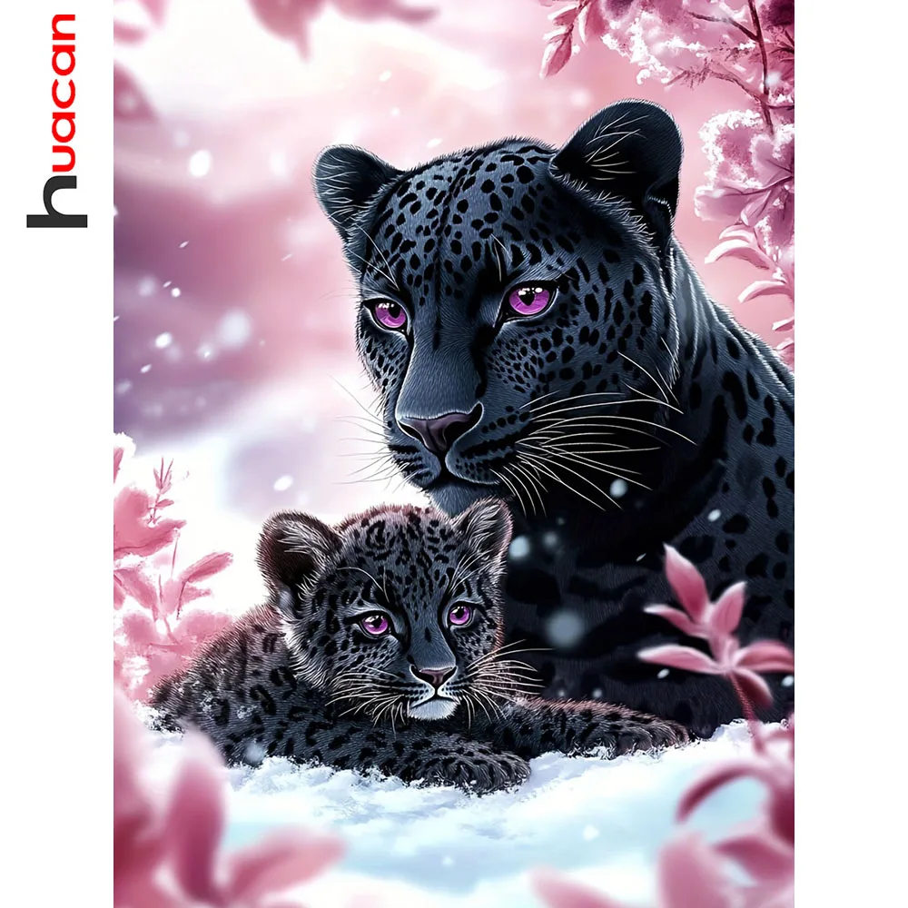 Huacan Leopard Diamant Malerei Schnee Landschaft 5D DIY Neue Voll Platz Runde Diamant Mosaik Kunst Wand Dekor Strass Bilder
