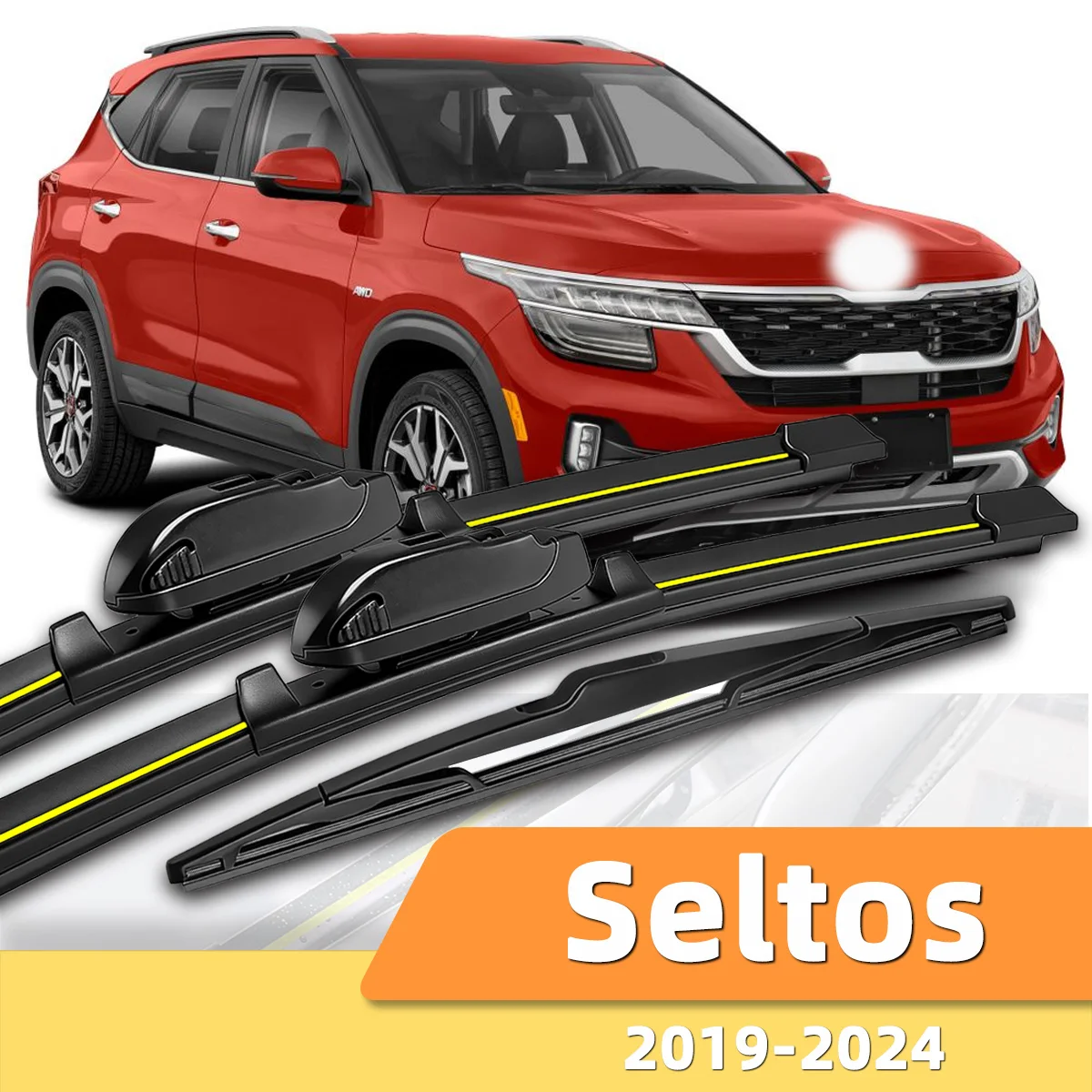 Geeignet für KIA Seltos 2019-2024 Front- und Heckscheibenwischer, langlebiges Zubehör für Autoscheiben 2019 2020 2021 2022.