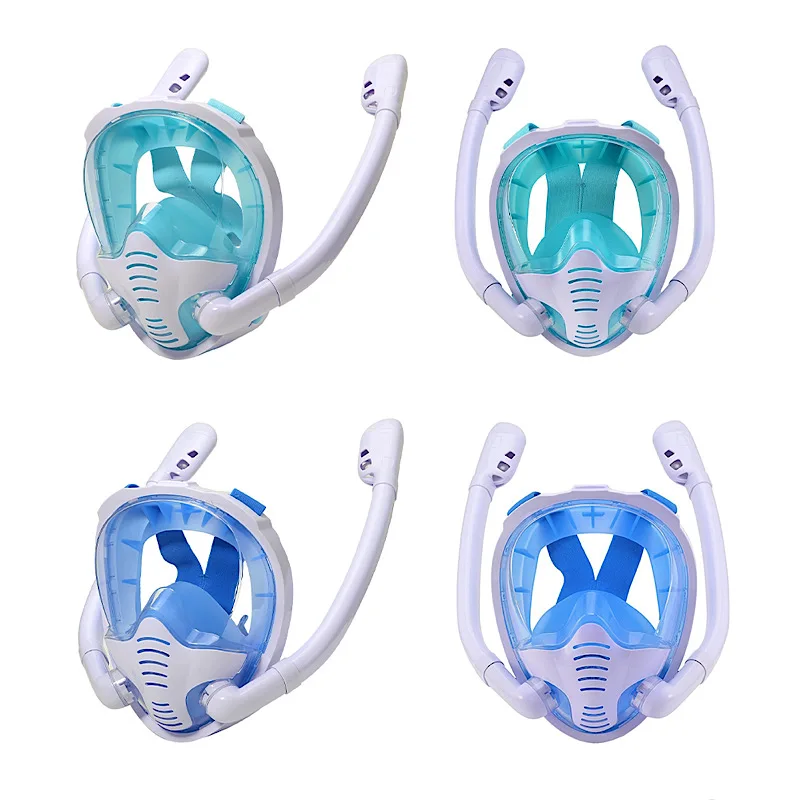 HOT Double Snorkeling Mask Tube Diving Mask Adults Kid Swimming Mask Diving Goggles Self Contained Underwater Breathing Apparatu