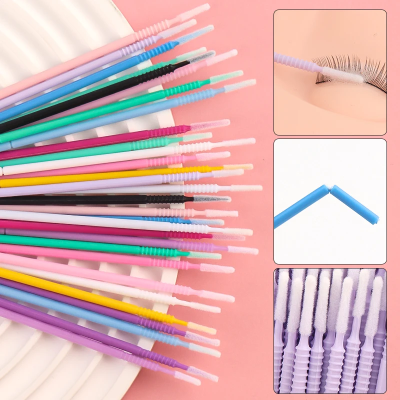 100 個使い捨てまつげブラシラッシュエクステンションメイクブラシスパイラルストライプスティックグラフティングつけまつげクリーン美容ツール