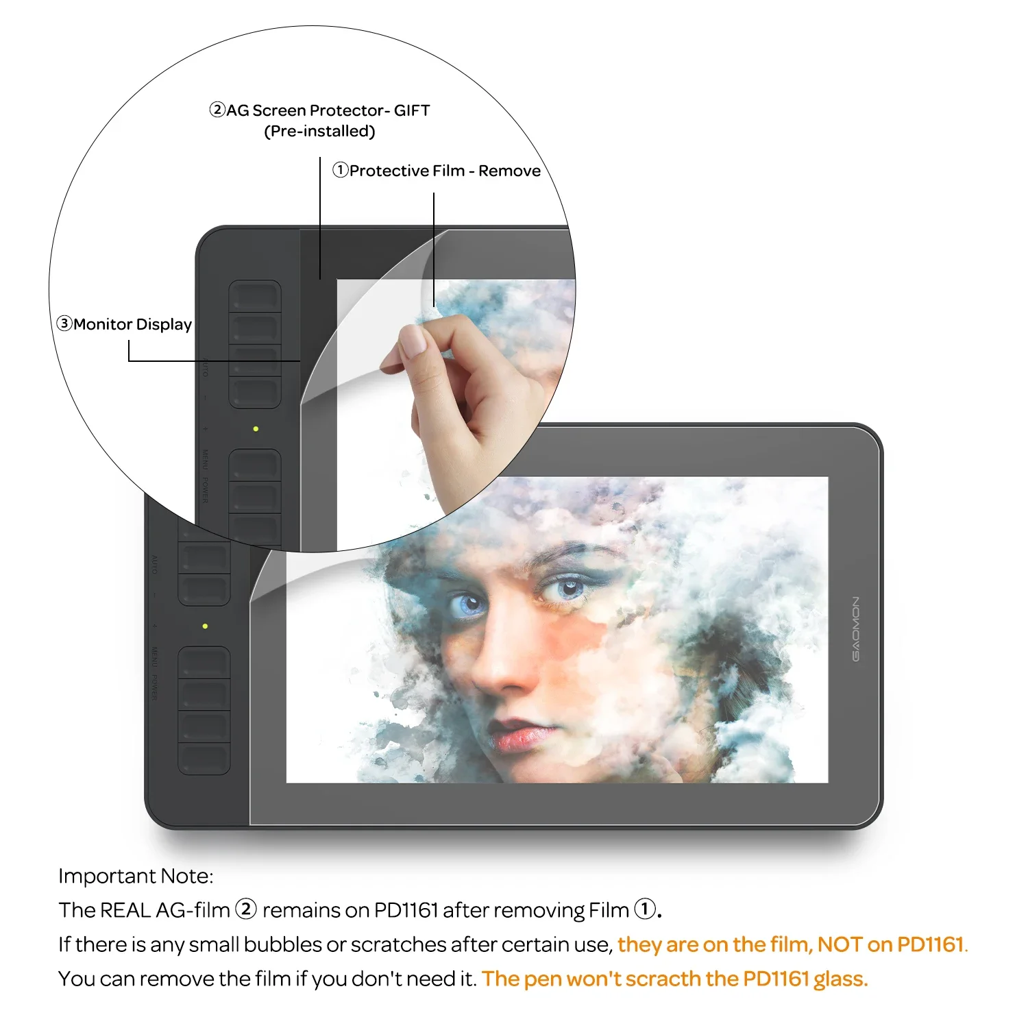 Screen Film Protector For Graphics Pen Monitor GAOMON PD1161/PD156PRO/PD1560/PD2200 Pen Tablet Display