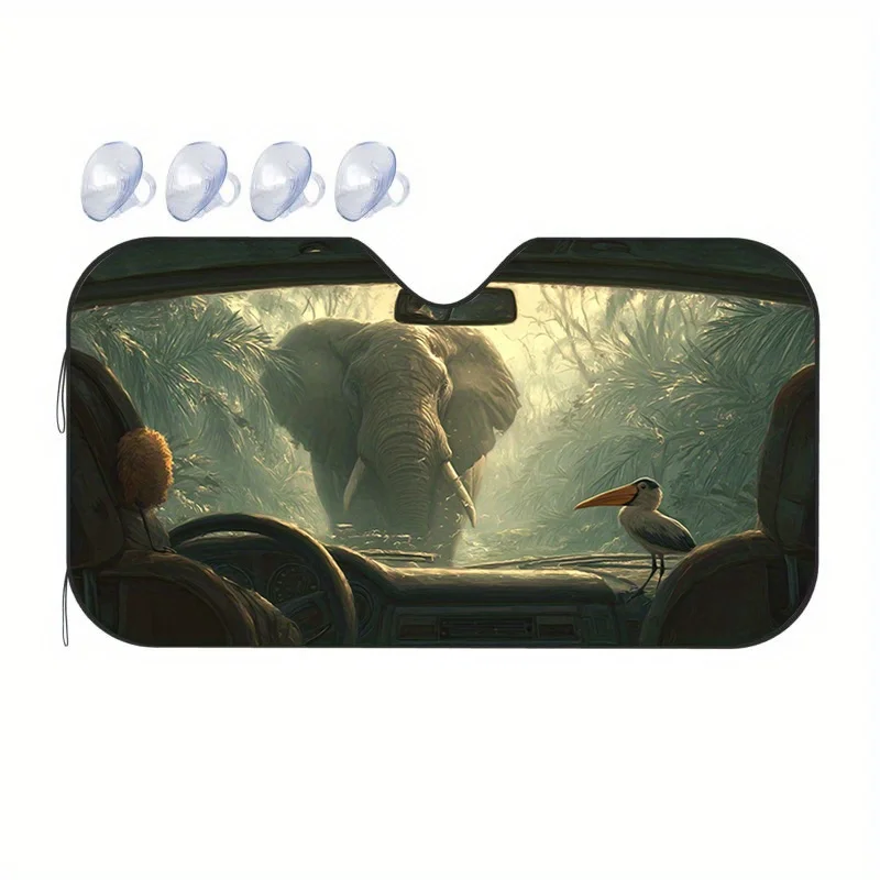

Jungle Elephant Bird Fantasy Car Sunsha УФ-защита и уменьшение тепла, термостойкая подходит для Si Window Sha