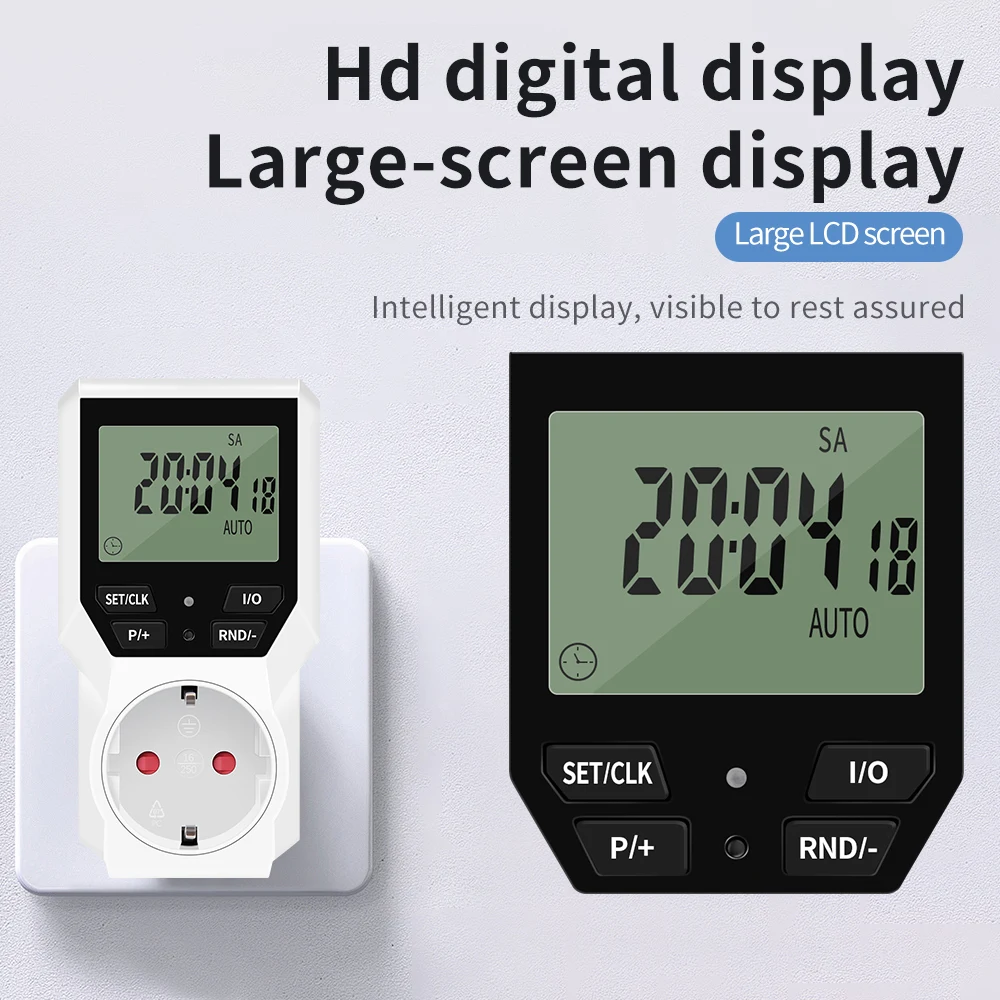 Digital Electronic Timer Switch EU Plug LCD Display Programmable Timer Socket 10 Group Timing Automatic Surge Protector