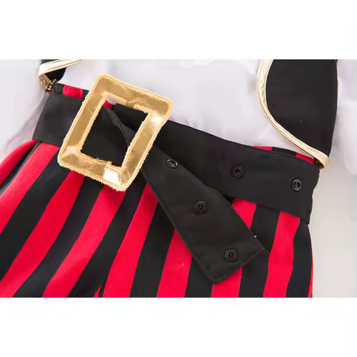 Baby Boys Girls Captain Pirate Costume Infant Toddler Romper Jumpsuit Umorden Halloween Purim Party Fancy Dress Red Stripe - Image 4