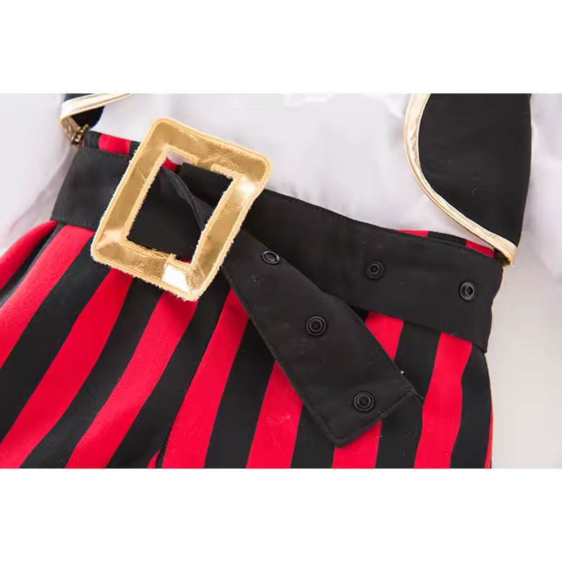 Baby Boys Girls Captain Pirate Costume Infant Toddler Romper Jumpsuit Umorden Halloween Purim Party Fancy Dress Red Stripe - Image 4