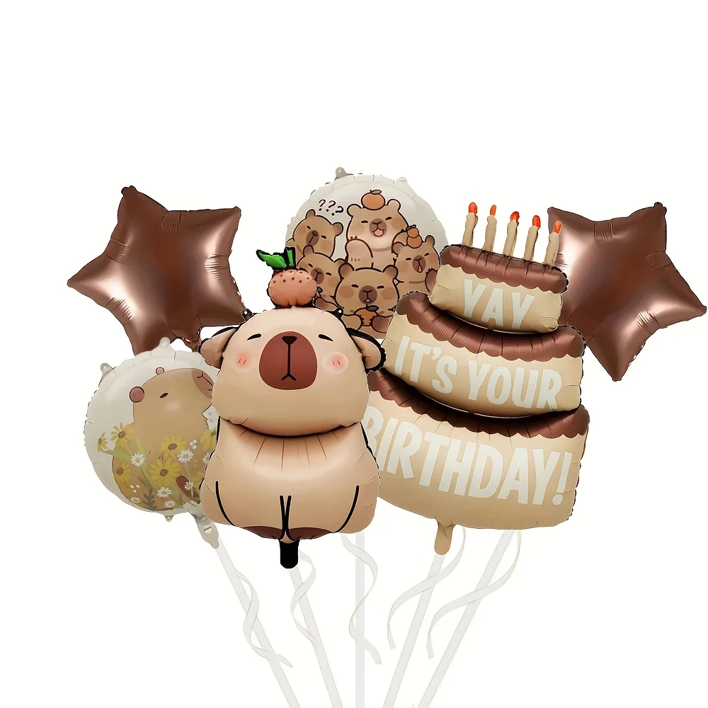 1 Set Cartoon-Tier Capybara-Thema Geburtstagstorten-Ballon-Banner Kinderparty-Dekorationen Zahlen-Folienballon Babyparty-Geschenke