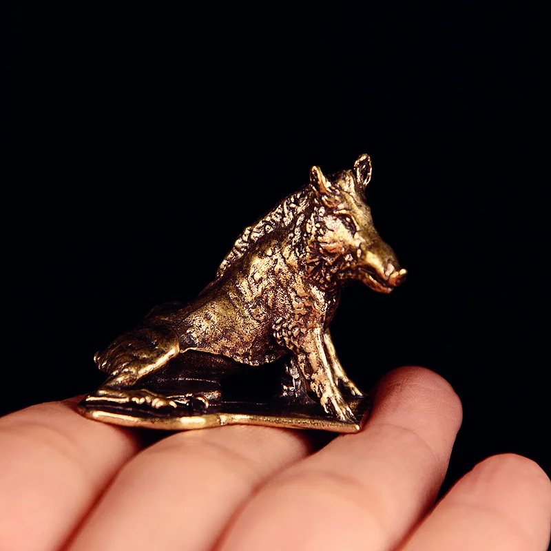 Solid Brass Wild Boar Figurine - Vintage Retro Animal Decor, Desktop Ornament for Gift