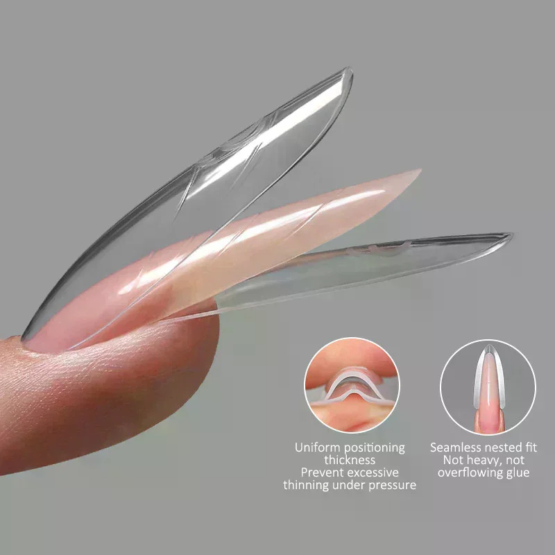 240pcs 14Size Sandwich Dual Nail Forms Quick Extensions-Dual Forms T-shaped Ellipse Manicure Forms Top Mold Bottom Mold 3D