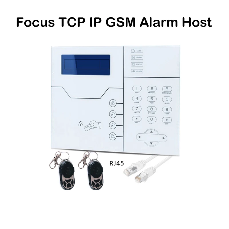 

Focus 433MHz Wireless TCP IP GSM Alarm Host ST-VGT English French Voice 100dB RJ45 Ethernet Cable Port for Security Protection