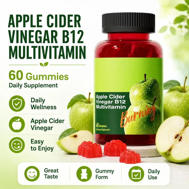 

Apple Cider Vinegar Gummies with Vitamin B12 Daily Wellness Supplement 60 Gummies