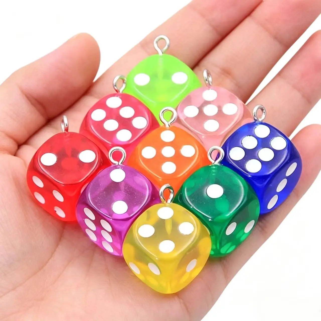 10Pcs 14X17mm 12 Color Transparent Dice DIY Earring Pendants Miniature Figurines Resin Craft Cabochon Charms Making Accessories