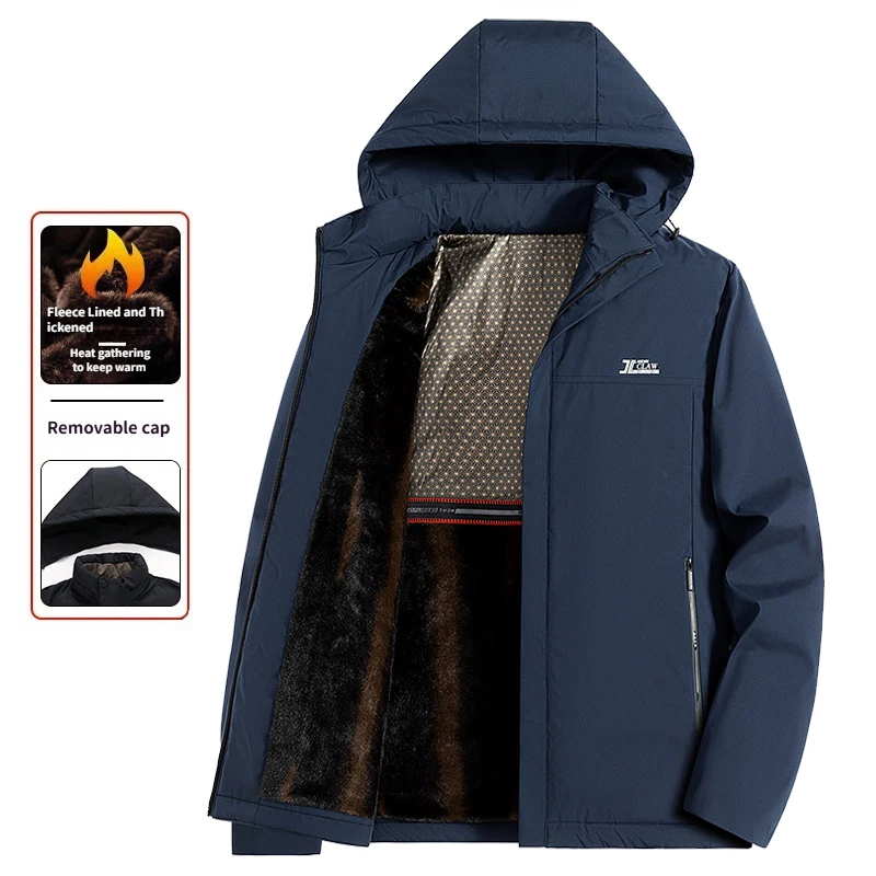 

Мужские зимние куртки с капюшоном на флисовой подкладке, толстая теплая зимняя парка, мужские ветрозащитные походные куртки, уличные съемные пальто с капюшоном