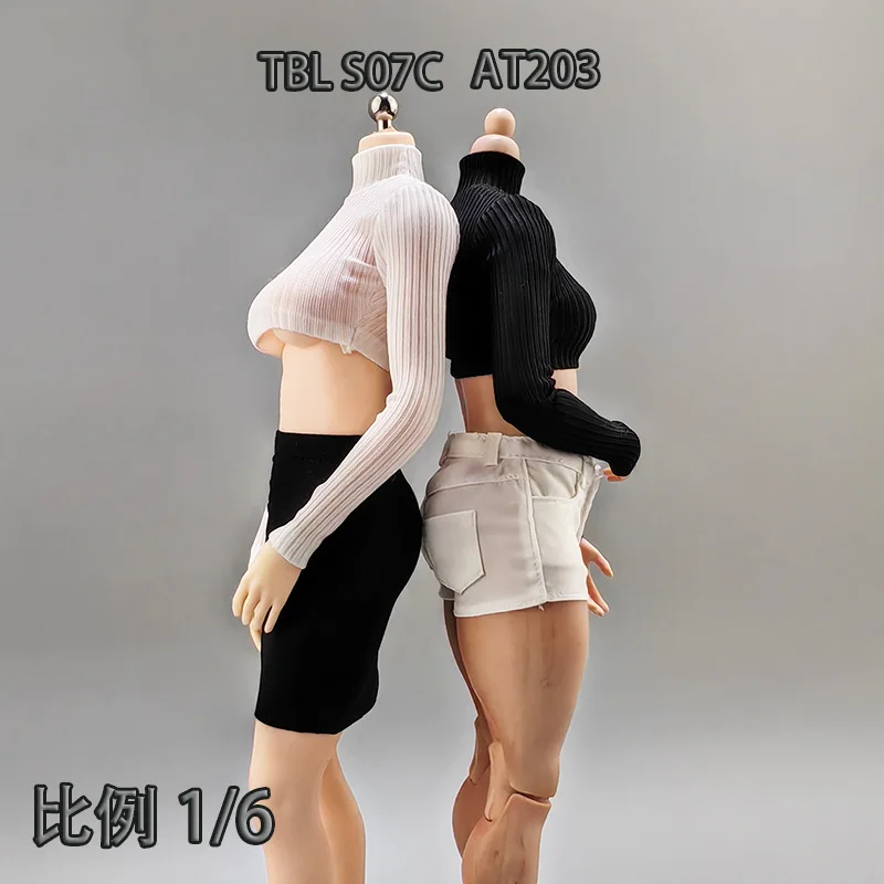 

1/6 female soldier tight fitting high neck long sleeved short T-shirt 12 inch doll sexy trendy doll clothes YEESENYIYI