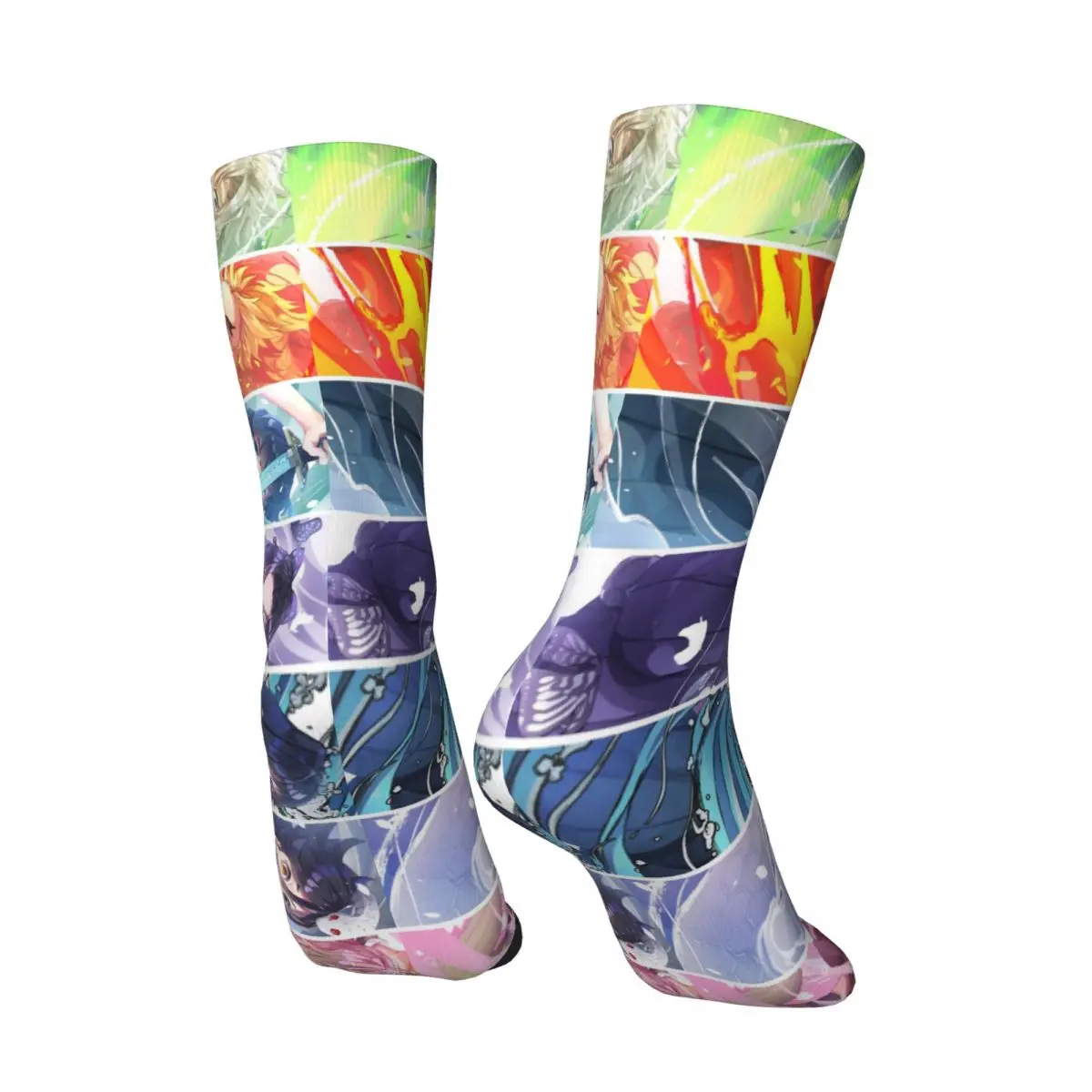 Chaussettes Kimetsu No Yaiba Demon Slayer pour hommes et femmes, beaux cadeaux en élasthanne à la mode, printemps, été, automne et hiver