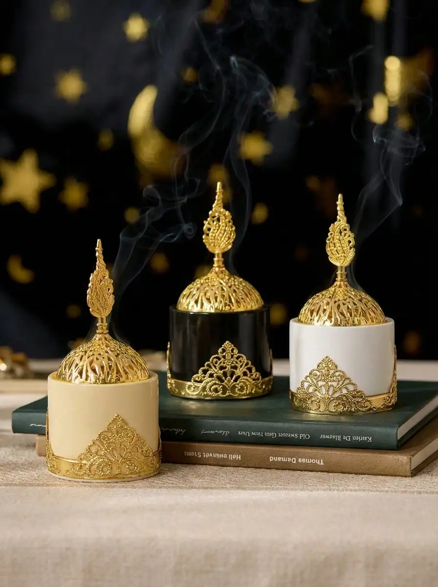 Luxury Minimalist Incense Burner Ornament, European Iron Art Resin Craft Design, Home Furniture Desktop Art Decoration