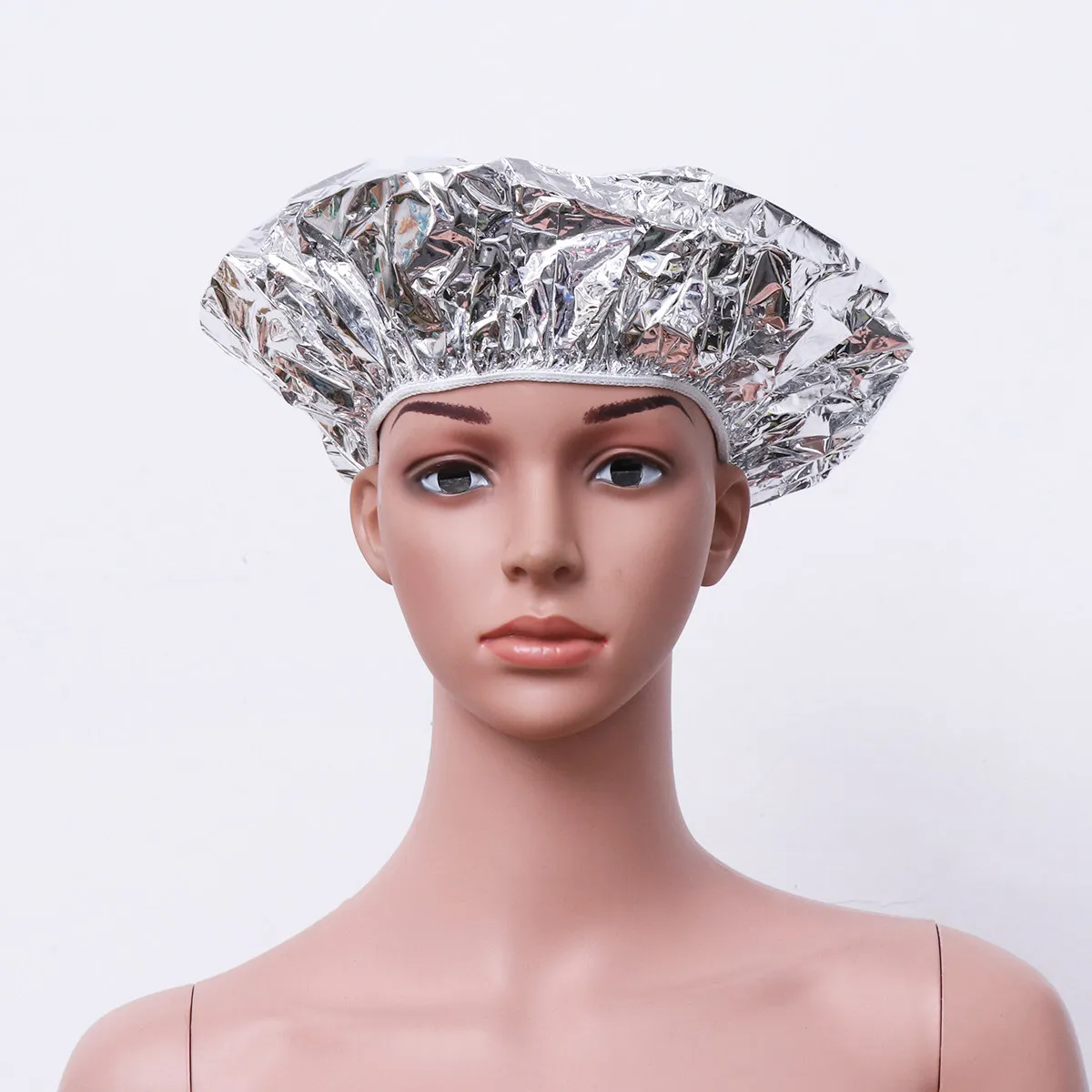 6Pcs Disposable Aluminum Foil Hair Cap Waterproof Elastic Shower Bath Hoods Hair Heat Styling Treatment Deep Conditioning Wrap