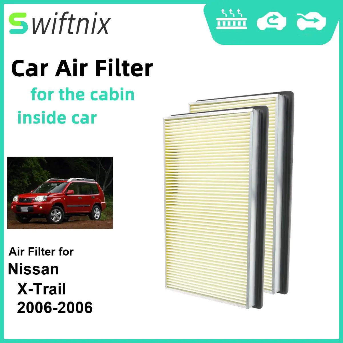 2PCS EngineAir Filter Calm Carbon Fiilter Cabin for Nissan X-Trail 2006-2006 CA4309 25043775 16546-0Z000 16546-70J10