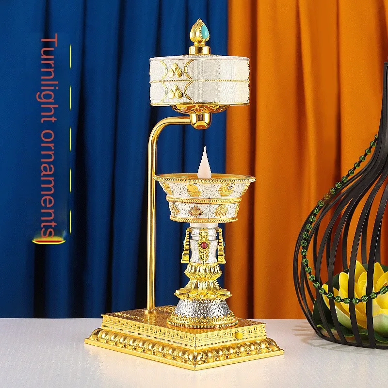 Xizang Electronic Charging Ghee Light Fire Rotating Wheel Xizang Home Simulation Light Emitting Diode Lamp Ornament